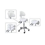 Silver Tabouret Pneumatique Selle 8 Ajustements Blanc