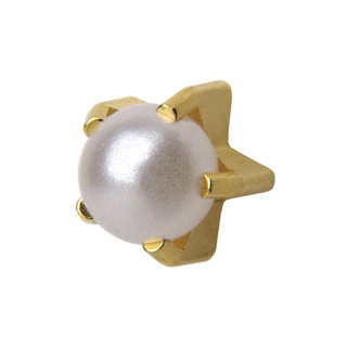 L1301Y White Pearl Tiffany Ear Rings Gold 4mm (pair) +