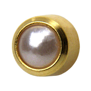 M301Y White Pearl Bezel Ear Rings Gold 2mm (pair) +