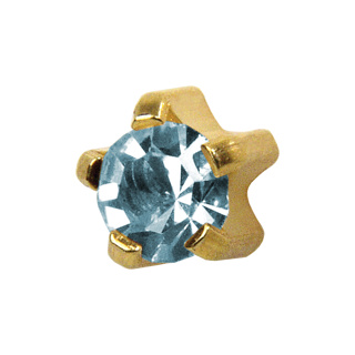R103Y March Aquamarine Tiffany Ear Rings Gold 3mm (pair) +