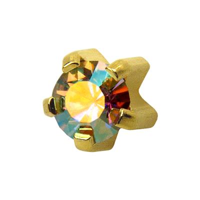 R115Y Cubic Zirconia Tiffany Ear Rings Gold 3mm (pair) +