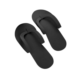 Black Pedicure Foam Slippers (12 Pairs)