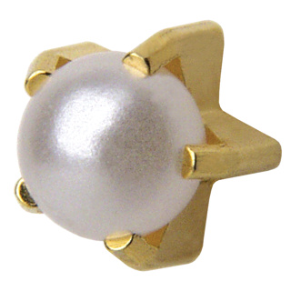 M1301Y White Pearl Tiffany Ear Rings Gold 2mm (pair) +
