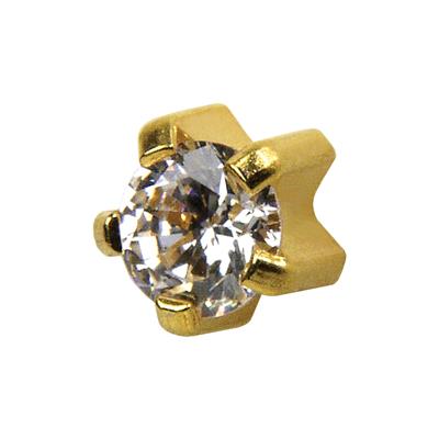 R100Y Cubic Zirconia Tiffany Ear Rings Gold 3mm (pair) +