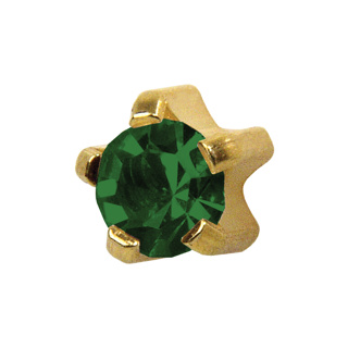 R105Y May Emerald Tiffany Ear Rings Gold 3mm (pair) +