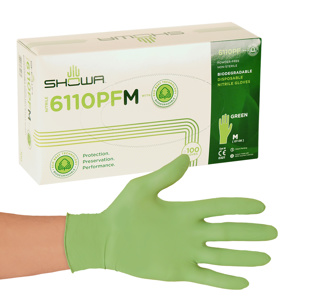 SHOWA Gloves Green Biodegradable Nitril Medium (100)