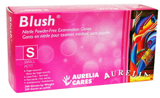 Aurelia Blush Pink Nitrile Small Gloves 200 PowderFree