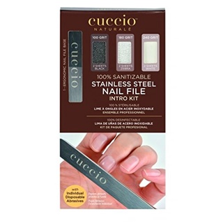 Cuccio Ergonomic Stainless Steel Nail File Intro Kit with 6 sheets +