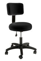 Black Deluxe Round Futura Stool with Backrest