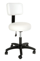 White Deluxe Round Futura Stool with Backrest