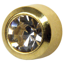 M204Y April Crystal Bezel Ear Rings Gold 2mm (pair) +