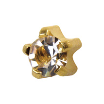 R104Y April Crystal Tiffany Ear Rings Gold 3mm (pair) +